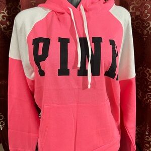 PINK Victoria's Secret Pink and White Hoodie